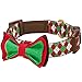 Blueberry Pet 4 Patterns Christmas Party Fair Isle Style Adjustable Dog Collar with Detachable Bow Tie, Large, Neck 18