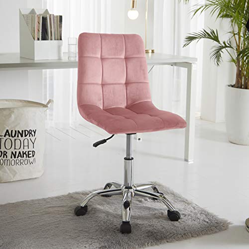 Urban Shop Sectioned Velvet Rolling Desk Chair, Blush Pricepulse