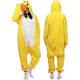 Wishliker Unisex-Adult Costume Animal Cartoon Onesie Pajamas Loungewear Yellow Duck