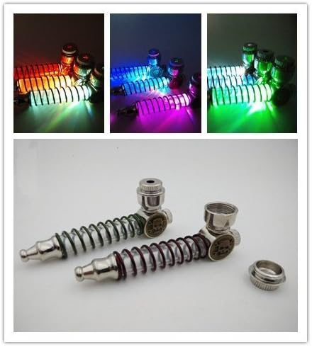 Dream Vanz 1Pcs Skull Colorful LED Spring Tube Pipe Portable Flashing Light Tobacco Pipe
