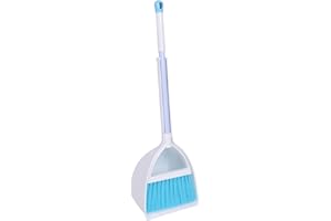 Qidiwin Mini Broom and Dustpan, Home Kitchen Sweeping for Kids(White+Blue)