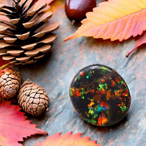 6.0 Carat Black Australian Fire Opal Stone Natural AAA++ Gemstone - Certified for Jewelry Making Black Opal Genuine Loose Gemstone Oval Cabochon Rainbow Flash 3D Stone 10x14mm - For Men and Women