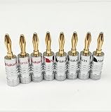 New 24 pcs 24K Gold Nakamichi Speaker banana plug Audio Jack connector