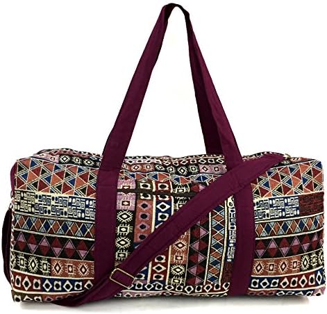 Tribalover Duffle Weekend Travel Luggage Bag Handmade With Aztec Pattern (Mulberry)