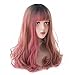 Long Wavy Wig Highlights Bangs - Natural Looking Synthetic Hair Mix Wig For Women Cosplay Costumes, Halloween, Theme Parties and Daily (ombre red)