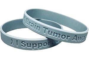 JEIRLES WHOLESALE 5 Gray" I Support Brain Tumor Awareness" Bracelets 100% Medical Grade Silicone - Latex and Toxin Free - 5 Bracelets - Show Your Support For Brain Tumor Awareness