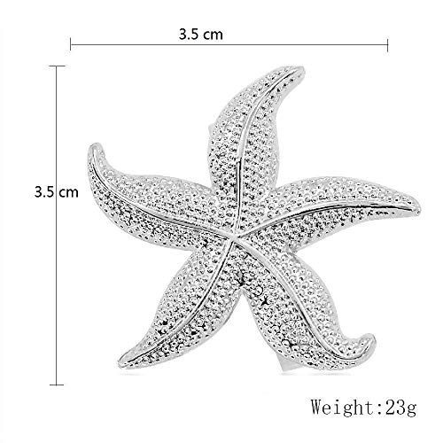 Elehere Napkin Rings Set of 6 Crown Rhinestone for Wedding Party Dinner Table Decor (Starfish Silver, 6)