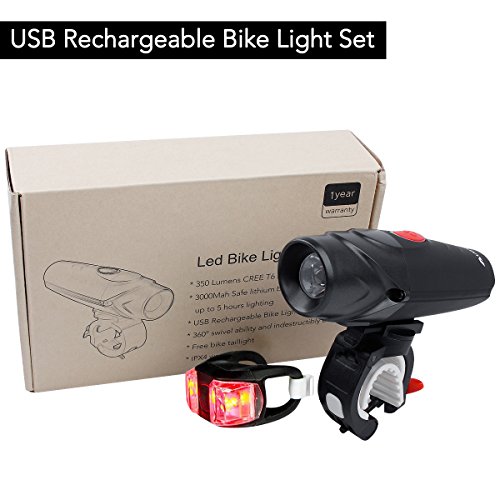 image for Bike Light, AUGYMER 12 Hours Lighting LED USB Rechargeable Bicycle Lig