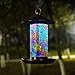 Sepfier Solar Power Energy Bird Feeder Outdoor Hanging Handcrafted Mosaic Glass LED Garden Light Waterproof Unique Gift (Color One)