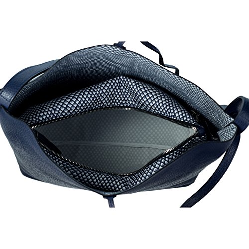 Gianni Chiarini Italian Made Navy Blue Pebbled Leather Slouchy Open Top Shoulder Bag