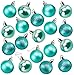 Juvale 48-Pack Mini Christmas Tree Ornaments - Teal Shatterproof Small Christmas Balls Decoration, Assorted 3-Finish Pearly Luster, Matte, Glitter, Hanging Plastic Bauble Holiday Decor, 1.5 Inches