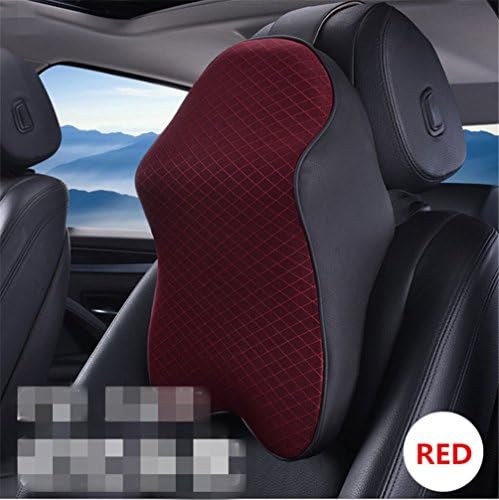 SHAKAR Soft Memory Foam Car Headrest Neck Pillow,Also As Lumbar Support Back Seat Cushion with Adjustable Strap,1pc(red)