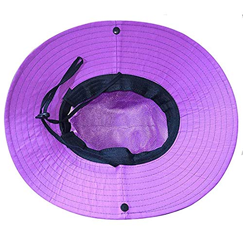 Duakrs Premium Outdoor UPF 50+ Wide Brim Sun Hat Waterproof UV Protection Bucket Mesh Boonie Hat Adjustable Fishing Cap for Men Women and Children (Purple)