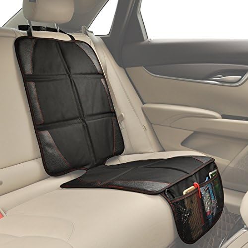 Car Seat Protector Baby Universal Front Rear Car Seat Protector Waterproof Durable Premium Materials Best Protection for Child Seats 2 Large Pockets for Handy Storage Black