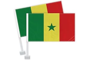 2 PCS Senegal Car Flag,Heavy Duty Senegalese National Decor,Two Layer Digital Printed 150D Banner For Car Vechile Truck