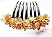 Thai French Twist Hair Comb, Decorative Wedding Hair Accessory, Ornamented Along Top with Stone, Orange, 3.5 x 4 Inch