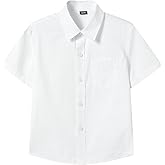 FastRockee Boys White Short Sleeve Button Down Shirt with Chest Pocket Wrinkled Size 5T-16Y