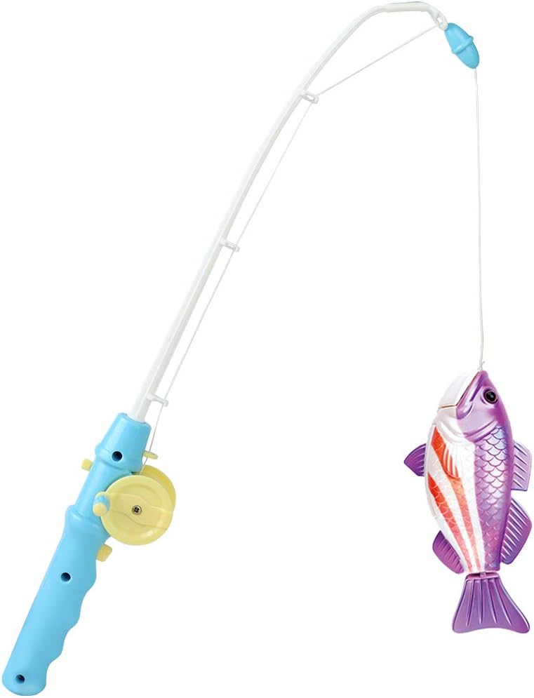 Symiu Fishing Game Magnetic Kids Fishing Toy for Bath Playset with Rod and Reel Magnet Bait Electronic Fish Simulation Toys for Children 3 4 Years