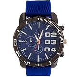 2013newestseller 1pcs Blue Casual Mens Womens 3 Eyes Big Dial Quartz Wrist Watches