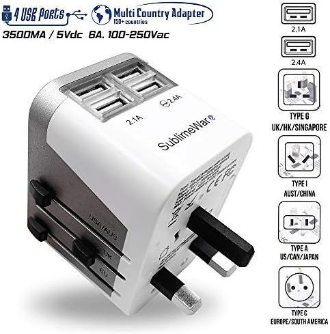 British Power Adapter - UK Plug Adapter - w/USB Ports Work for 150+ Countries Europe United Kingdom - UK Travel Adapter - Type C Type A Type G Type I f Japan China EU Europe European by SublimeWare