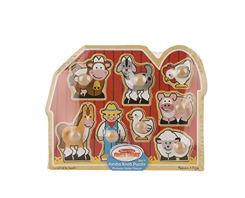 Melissa & Doug Large Farm Jumbo Knob Puzzle 8PC, 1 EA
