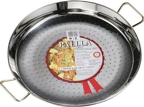 La Ideal Stainless Steel Paella Pan, Silver, 24 cm