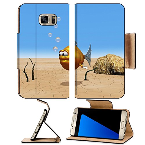 Liili Premium Samsung Galaxy S7 Edge Flip Pu Leather Wallet Case funny goldfish and bubbles 3d illustration IMAGE ID 11965161