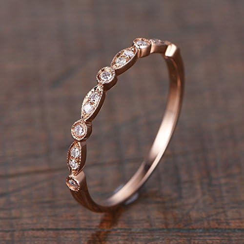 Rose Gold Wedding Band Diamond Engagement Ring Half Eternity Ring Stacking Ring