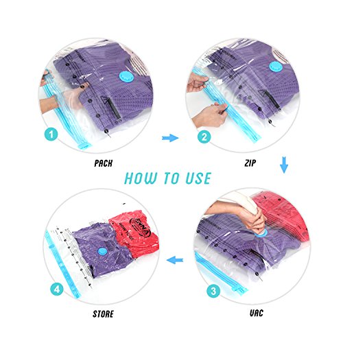 Anna Home Premium Vacuum Storage Bags 8 Pack (6 x Jumbo, 2 x Medium) Space Saver Storage Bags for Travel. Durable and Reusable, Travel Hand Pump Included