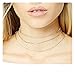 Geerier Stunning Layered Coin Choker Necklace Dangle Synthetic Diamond