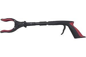 Grabber Tool 19" Aluminum Magnetic Claw with LED Light, Lightweight Foldable Reacher Grabber Pickup Tool, Gripper Grabbers for Elderly Grab it Reaching Tool Trash Picker Grabber, Red, by Luxet