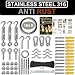 AZEXCEL String Light Hanging Kit. Stainless Steel 316 Hardware for the Suspension of Outdoor String Lights, Lanterns, Globe, Cafe Lighting Etc. Guide Wire Rope with Turnbuckles and Hooks. 164ft Cable primary