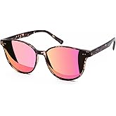 Sumato Sunglasses Womens, Cat Eye Pink Sunglasses for Women with Mirrored Trendy Lens UV400 Blocking