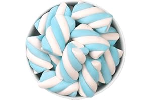 The Hampton Candy Company Blue & White Marshmallow Twists, 8.8 Oz. Bag, Blue Candy, Bulk Marshmallows