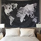 BLEUM CADE Starry World Map Tapestry Black & White Abstract Painting Wall Hanging Home Decor for Living Room Bedroom Dorm Room 59