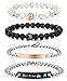 FIBO STEEL 4 Pcs Couples Bracelet for Men Women His & Her Stainless Steel Chain Crown Queen 8mm Beads Bracelets ?-