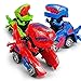 GRAWILLE Transforming Dinosaur LED Car Dinosaur Transform Car Toy Automatic Dino Dinosaur Transformer Toy Car for Kids 3+ Years Old (Red)