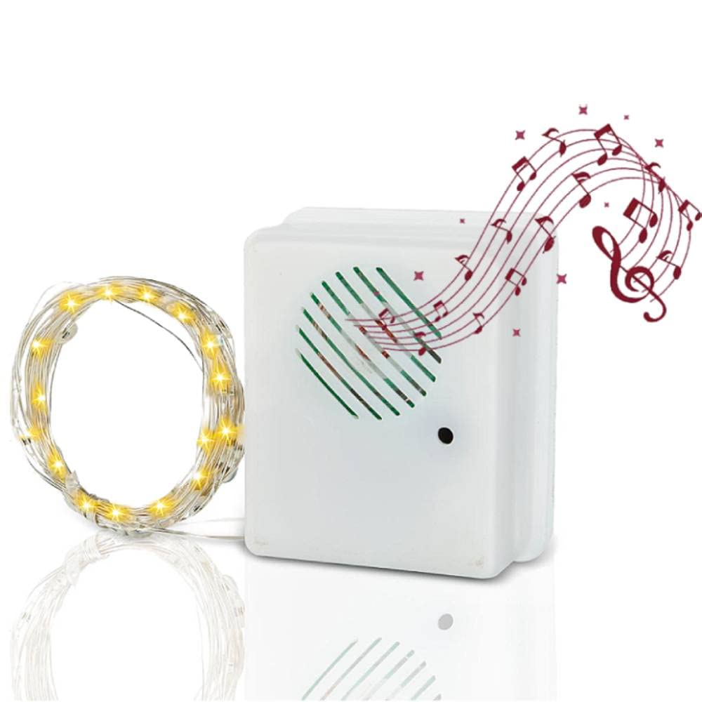 DIY Christmas Sound Sensor with LED String Lights, Christmas Music Speaker with 3m/9.8ft String Lights Decorative Light, Christmas Song Voice-activated Props for Party Xmas Tree Decor