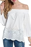 HOTOUCH Womens Off Shoulder 3/4 Sleeve Strapless Blouse Summer Casual Loose Tops T-shirt