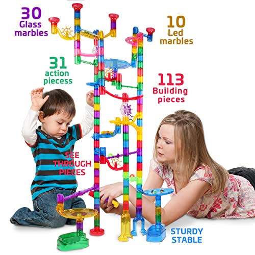 Meland Marble Run Sets for Kids 153Pcs Marble Race Track Marble Maze