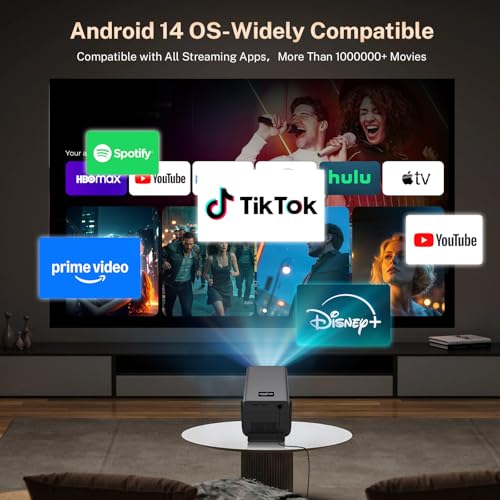 X7 2000 ANSI Smart Projector, 4K/8K Input Support, Native 1080P, 125% sRGB | 20W HiFi Speakers Projector with WiFi and Bluetooth, HDR10, AI Auto Focus & Keystone, Built-In Apps, Android 14, 200" Display