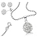 FANTOM Solid Silver White CZ Solitaire Bead Ball Pendant Combo Necklace, Earring and Rolo Chain.
