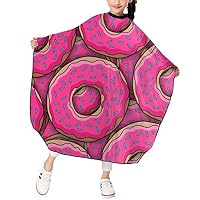 Children Barber Cape for Kid Haircut Umbrella Hair Catcher Kids Hair Styling Cutting Cape Apron Donut Doughnut Pattern Pink