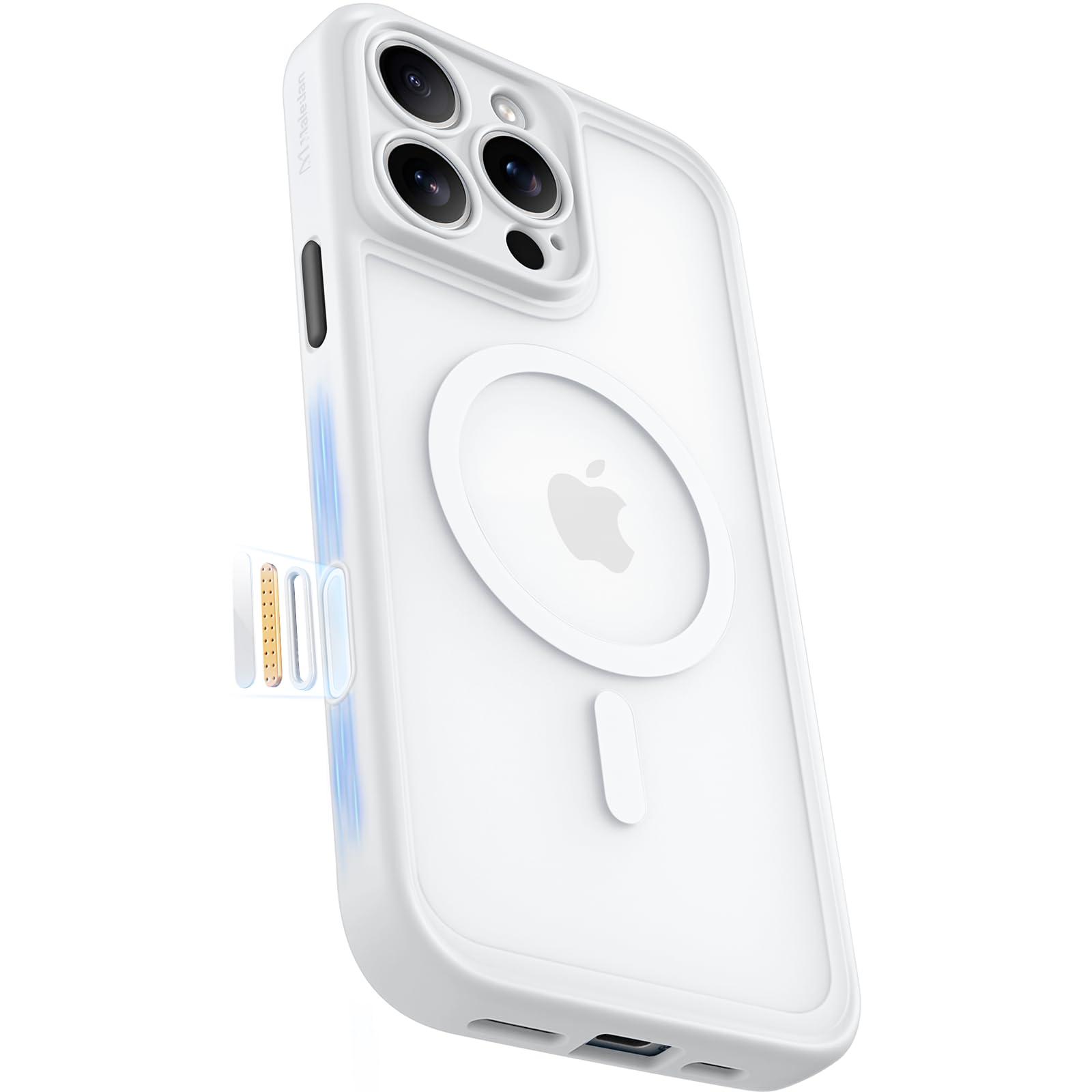 Photo 1 of Maledan Magnetic for iPhone 16 Pro Max Case - Stain-Resistant Anti-Yellowing Phone Case Compatible with MagSafe, Camera Control Military Drop Protection iPhone 16 Pro Max Bumper Cover StainGuard White