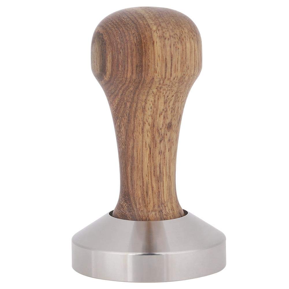 Stainless Steel Flat Base Rosewood Grip Handle Coffee Tamper Espresso Powder Flat Press Hammer Kitchen Accessories(51mm)
