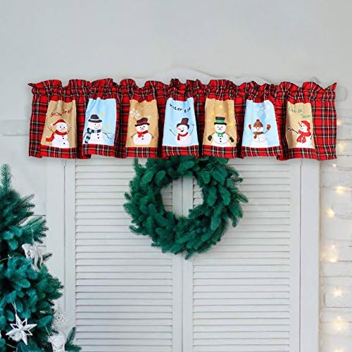 Wmbetter Snowman Window Valance 72 x 14 Inch Cardinal Window Curtain for Christmas Decoration