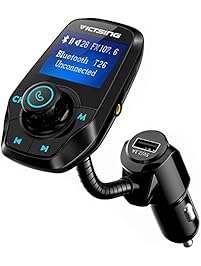 VicTsing FM Transmitter for Car, Bluetooth FM Transmitter Wireless Radio Adapter with 1.44'' Display and USB Charger, Car MP3 Player Support Micro SD Card AUX Input