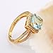 GULICX Jewelry Trendy Rings Light Blue Crystal Rhinestone Ring Gold Tone Finger Ring Size 7,8,9,10