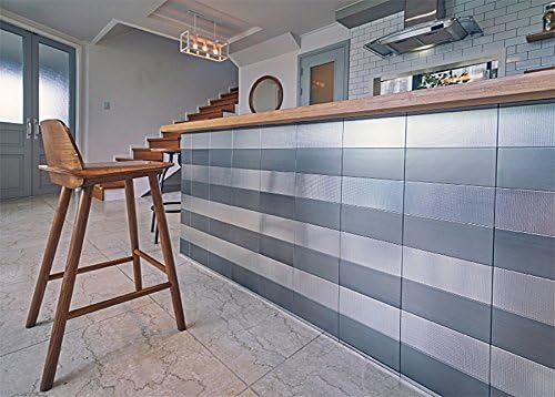 Stainless Steel Home Interior Decor Peel and Stick Sticker Fire Retardant Backsplash Kitchen DIY Check Silver (10cm x 10cm 4pcs)