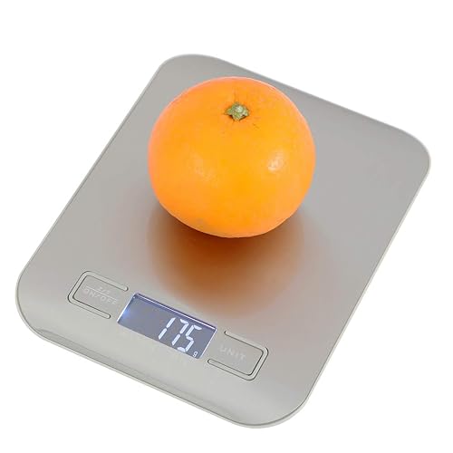 LINZI Digital Kitchen Scale 5kg 11lbs, Premium Stainless Steel Ultra Thin Electronic Food Weighing Scale with LCD Display for Home Cooking Baking 833262